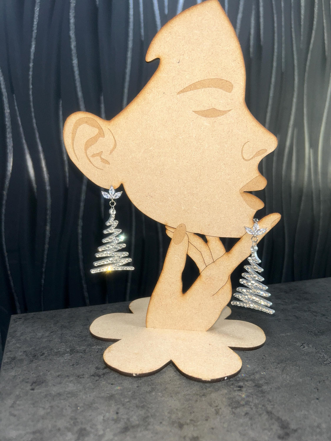 Christmas Tree Earrings: Swarovski elements , in silver or gold, Handmade to order by Crystal wedding UK