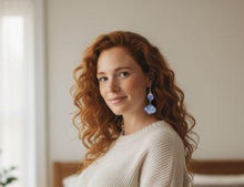 Load image into Gallery viewer, Blue and White Marbled Polymer Clay Earrings and Necklace Set – Handmade Lightweight Jewelry Gift for Her
