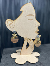 Load image into Gallery viewer, Modern Clay Earrings, Sparkling Resin, Wood, metal and Clay Abstract Earrings –Boho Statement Polymer Clay Dangle Earrings
