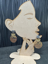 Load image into Gallery viewer, Modern Clay Earrings, Sparkling Resin, Wood, metal and Clay Abstract Earrings –Boho Statement Polymer Clay Dangle Earrings
