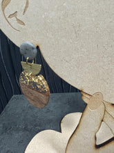 Load image into Gallery viewer, Modern Clay Earrings, Sparkling Resin, Wood, metal and Clay Abstract Earrings –Boho Statement Polymer Clay Dangle Earrings
