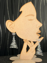 Load image into Gallery viewer, Christmas Tree Earrings: Swarovski elements , in silver or gold, Handmade to order by Crystal wedding UK
