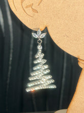 Load image into Gallery viewer, Christmas Tree Earrings: Swarovski elements , in silver or gold, Handmade to order by Crystal wedding UK
