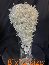 Load image into Gallery viewer, Ivory Pearl &amp; Crystal Bridal Bouquet Rhinestone Wedding bouquet Silver brides Flowers
