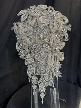 Load image into Gallery viewer, Sparkly Silver Brooch Bouquet, Crystal Rhinestone Wedding Flowers
