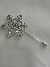 Load image into Gallery viewer, Crystal Snowflake Boutonniere: Winter Wedding Rhinestone Corsage
