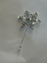 Load image into Gallery viewer, Crystal Snowflake Boutonniere: Winter Wedding Rhinestone Corsage
