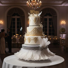 Load image into Gallery viewer, Feather Wedding Cake Stand Gatsby Decor | Luxury 1920s Crystal base | Vintage Glam Wedding Cake Display
