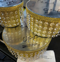 Load image into Gallery viewer, Crystal Cake Stand Set | 3 Tier Wedding Cake Stand | Diamante Crystal Cake Display | Luxury Cake Stand for Weddings &amp; Events
