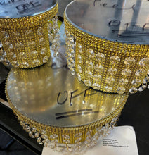 Load image into Gallery viewer, Crystal Cake Stand Set | 3 Tier Wedding Cake Stand | Diamante Crystal Cake Display | Luxury Cake Stand for Weddings &amp; Events

