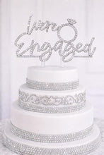 Load image into Gallery viewer, Swarovski Crystal WERE ENGAGED Cake Topper, CLEAR Rhinestone Bling topper
