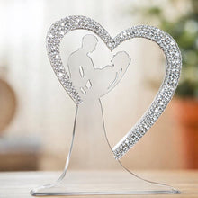Load image into Gallery viewer, Swarovski Crystal Couples Personalised heart Cake Topper, Sparkling Rhinestone Bling topper
