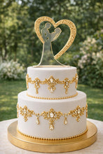 Load image into Gallery viewer, Swarovski Crystal Couples Personalised heart Cake Topper, Sparkling Rhinestone Bling topper
