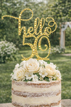 Load image into Gallery viewer, Swarovski Crystal Hello 50 -Cake Topper, 6" CLEAR Rhinestone Bling topper
