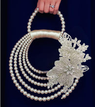 Load image into Gallery viewer, Pearl Bridal Bouquet, Rhinestone Flower,Art Deco style Elegant Wedding Accessory
