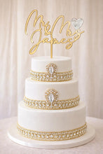 Load image into Gallery viewer, Gold Cake topper,Personalized cake topper,Rustic cake topper,monogram Custom Mr &amp; Mrs cake topper, Wedding Cake topper by Crystal Wedding UK

