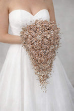 Load image into Gallery viewer, Gold Rhinestone Wedding Bouquet: Handmade Crystal Bridal Brooch Bouquet
