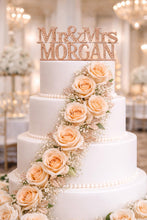Load image into Gallery viewer, Personalised Swarovski Crystal Wedding Cake Topper – Mr &amp; Mrs + Surname – Luxury Rhinestone Bling Wedding Decor
