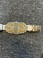 Load image into Gallery viewer, Personalised Luxury Velvet Dog Collar: Silver Rhinestones &amp; Pearls, Wedding Pet Collar
