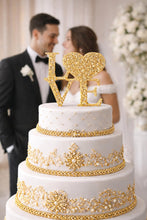 Load image into Gallery viewer, Swarovski Crystal LOVE Cake Topper, 6" Diamante Rhinestone Bling Engagement wedding cake topper
