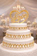 Load image into Gallery viewer, Swarovski Crystal HEART LOVE Cake Topper, 6" Diamante Rhinestone Bling Engagement wedding cake topper
