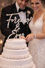 Load image into Gallery viewer, Crystal Cake Topper "Forever &amp; Ever" , Wedding Engagement Bling cake Decoration 6"
