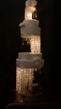 Load image into Gallery viewer, Crystal Chandelier Wedding Cake Stand with LED Lights - 3 Tier Illusion Set
