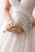 Load image into Gallery viewer, Luxury Silver Crystal Bridal Keepsake Bouquet – Handmade Beaded Wedding Bouquet -
