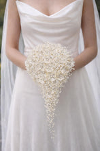 Load image into Gallery viewer, Ivory Pearl &amp; Crystal Bridal Bouquet: Rhinestone Wedding Flowers
