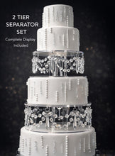 Load image into Gallery viewer, Crystal Chandelier Wedding Cake Separator – LED Tiered cake Stand, Set of 2 (6" &amp; 8")
