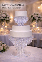 Load image into Gallery viewer, Luxury Cake stand Chandelier Crystal cake holder, Wedding cake base Glass beads + LED lights
