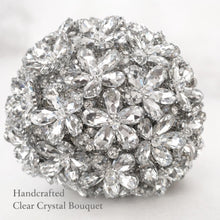 Load image into Gallery viewer, Crystal Wedding Bouquet – Handmade Clear Glass Bridal Bouquet, Sparkling Bridal Flower Keepsake, Swarovski-Style Bridal Bouquet
