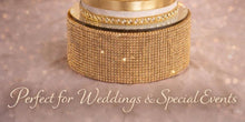 Load image into Gallery viewer, Gold Crystal Rhinestone Wedding Cake Stand: Diamante Cake Base
