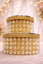 Load image into Gallery viewer, Crystal Cake Stand Set | 3 Tier Wedding Cake Stand | Diamante Crystal Cake Display | Luxury Cake Stand for Weddings &amp; Events
