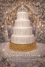 Load image into Gallery viewer, Crystal Rhinestone Wedding Cake Stand Luxury Gold Cake Stand, Elegant Bridal Cake Display, Wedding Decor, Engagement &amp; Reception Centerpiece

