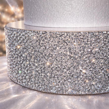 Load image into Gallery viewer, Silver Crystal Cake Stand | Rhinestone Wedding Cake Stand | Glam Wedding Decor | Sparkly Cake Display | Luxury Cake Stand
