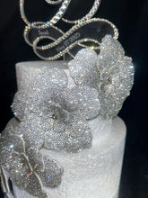 Load image into Gallery viewer, Silver Rhinestone Flower Cake Decoration Wedding Cake Embellishment Engagement cake brooch
