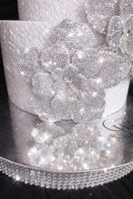 Load image into Gallery viewer, Silver Rhinestone Flower Cake Decoration Wedding Cake Embellishment Engagement cake brooch
