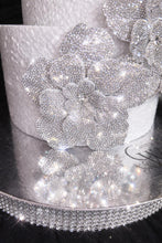 Load image into Gallery viewer, Silver Rhinestone Flower Cake Decoration Wedding Cake Embellishment Engagement cake brooch
