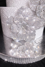 Load image into Gallery viewer, Silver Rhinestone Flower Cake Decoration Wedding Cake Embellishment Engagement cake brooch
