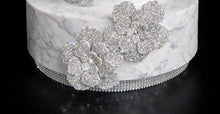 Load image into Gallery viewer, Silver Rhinestone Flower Cake Decoration Wedding Cake Embellishment Engagement cake brooch
