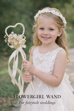 Load image into Gallery viewer, Pearl Heart Flower Girl Wand: Ivory Wedding Wand
