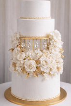 Load image into Gallery viewer, Gold Metal Cake Stand with Crystal Drops, Wedding Event Display
