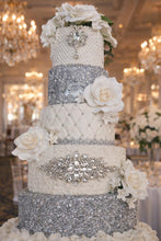 Load image into Gallery viewer, Rhinestone Cake Brooch with Food Grade Picks Luxury Wedding Cake Bling | Crystal Cake Decoration
