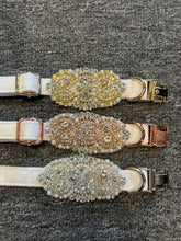 Load image into Gallery viewer, Personalised Luxury Velvet Dog Collar: Silver Rhinestones &amp; Pearls, Wedding Pet Collar
