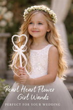 Load image into Gallery viewer, Pearl heart flower girl wand by Crystal wedding uk
