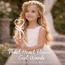 Load image into Gallery viewer, Pearl heart flower girl wand by Crystal wedding uk
