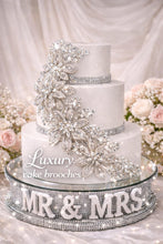 Load image into Gallery viewer, Crystal FLOWER Rhinestone Cake Brooch: Silver Wedding Cake Jewelry
