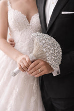 Load image into Gallery viewer, Luxury Silver Crystal Bridal Keepsake Bouquet – Handmade Beaded Wedding Bouquet -
