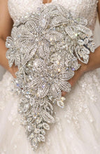 Load image into Gallery viewer, Luxury wedding Bouquet – 7" x 11" Crystal Diamond bridal flowers Rhinestone bling Wedding Bouquet
